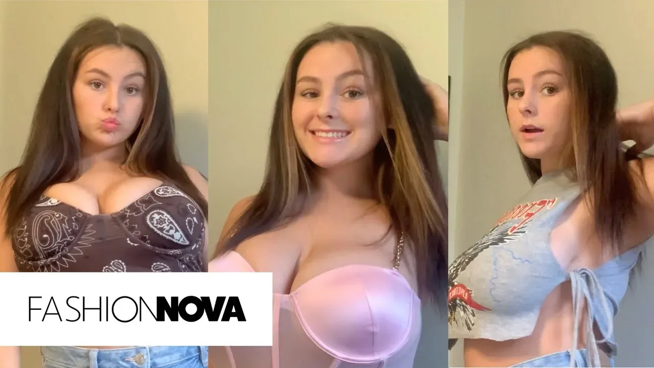 Brooklyn Figley trying on Fashion Nova